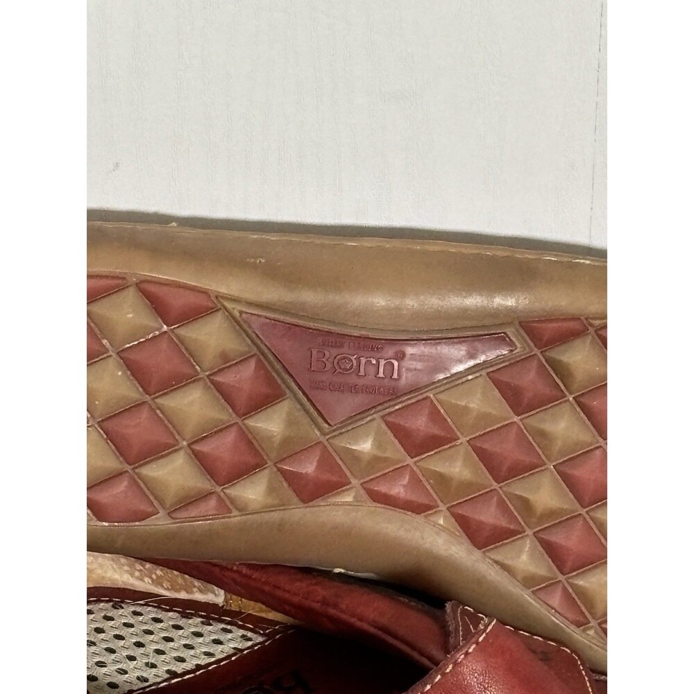 Born Mary Jane Mules Womens 7.5 Red Leather Slip On Shoe 38.5 Wide Strap Comfort - Picture 12 of 14